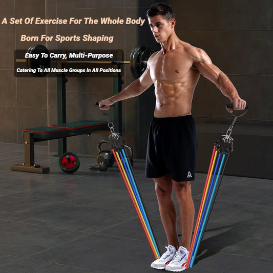 11-Piece Adjustable Resistance Band Set for Full Body Workout