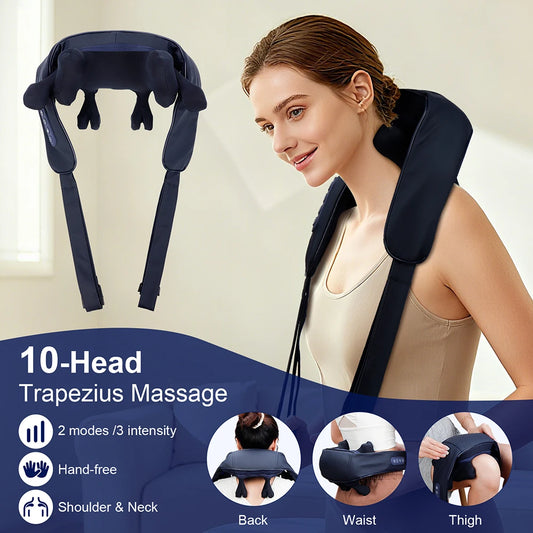 10-Head Cordless Deep Tissue Neck and Trapezius Massager
