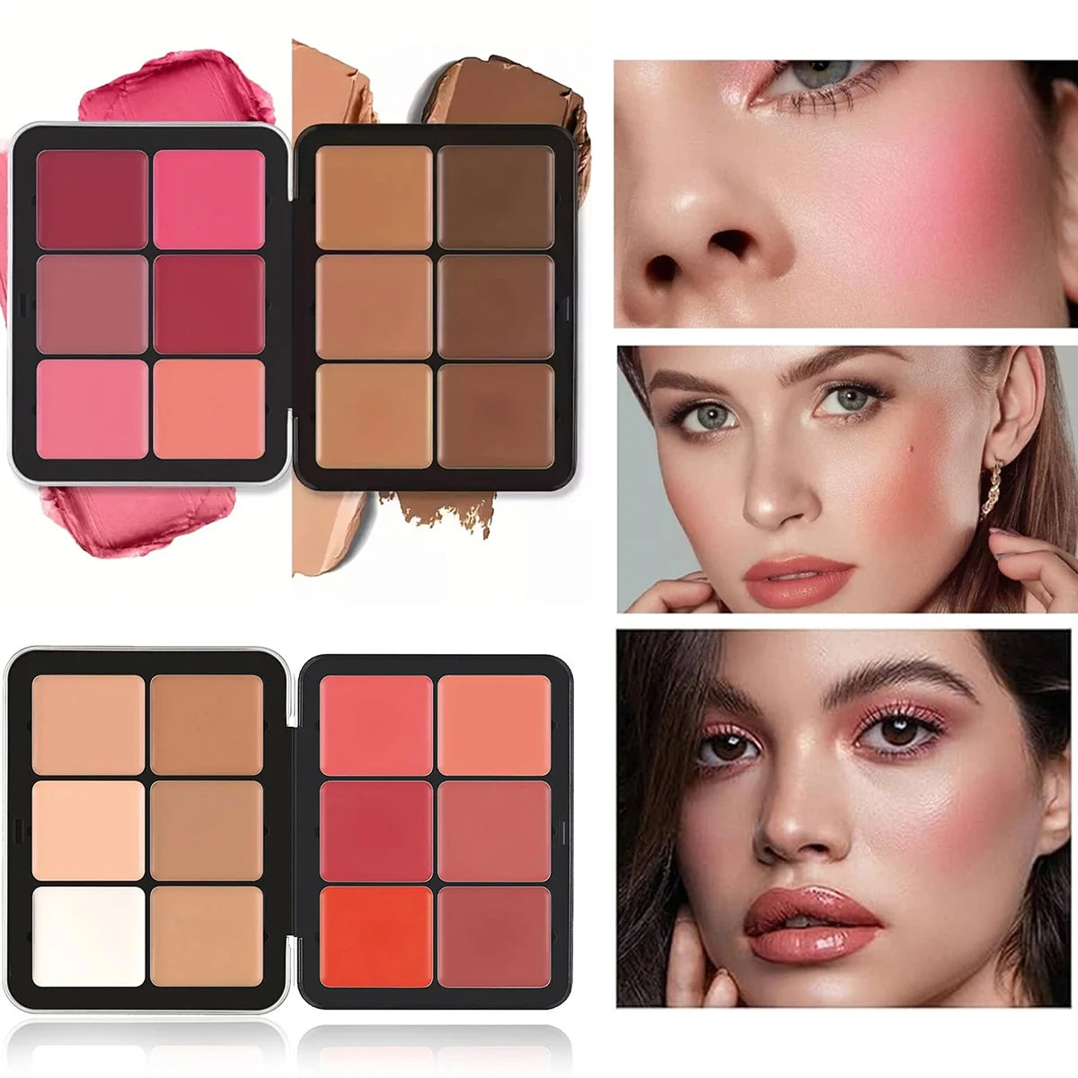 12-Color Creamy Blush and Contour Palette - 1