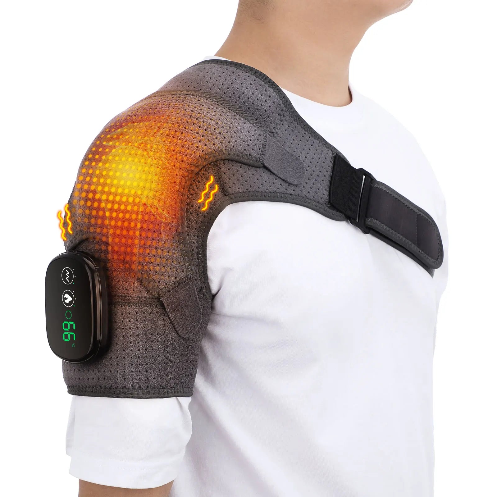 Electric Heated Shoulder Massage Brace with Vibration - 16