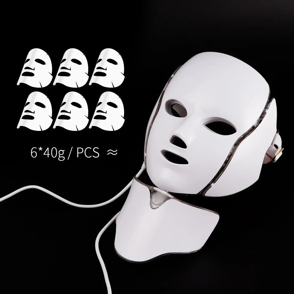7-Color LED Facial and Neck Light Therapy Mask - 25