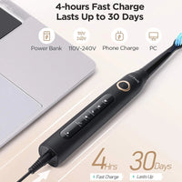 Sonic Electric Toothbrush with 5 Cleaning Modes and Travel Case