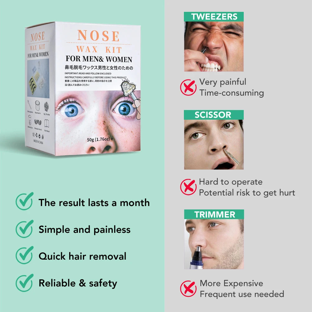 Painless Nose Hair Removal Wax Kit for Men and Women - 14