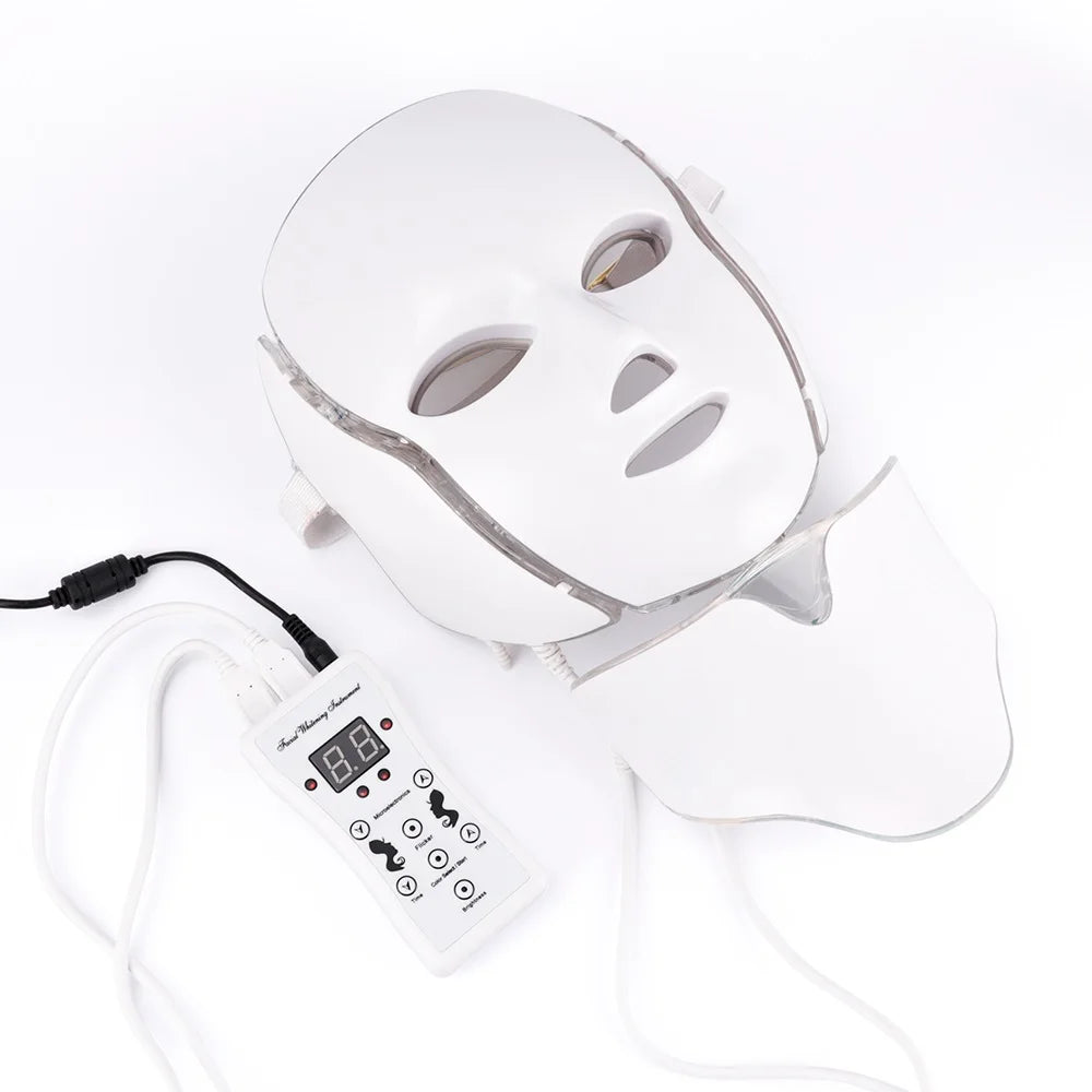 7-Color LED Facial and Neck Light Therapy Mask - 19