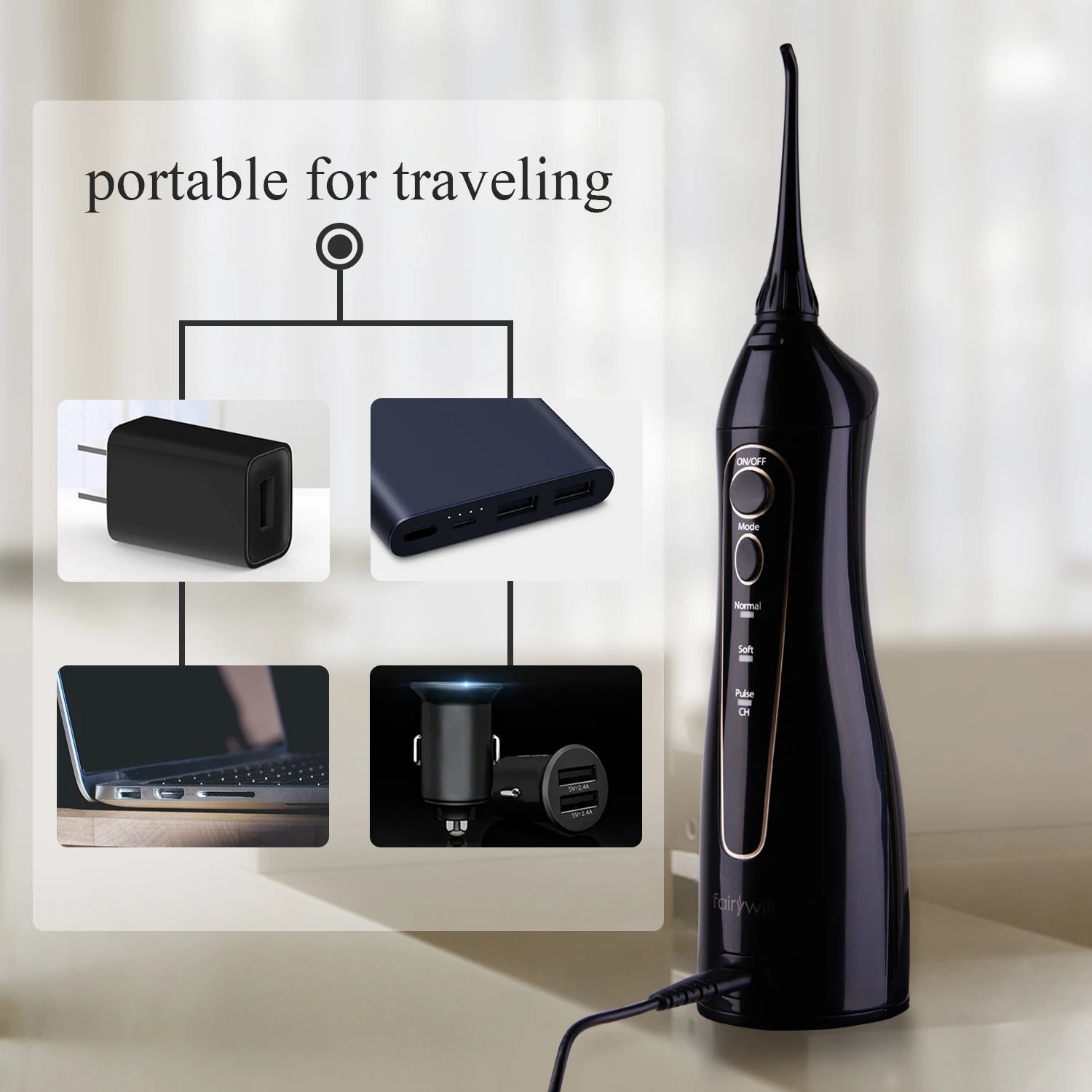 Portable Cordless Water Flosser and Electric Toothbrush Set - 17