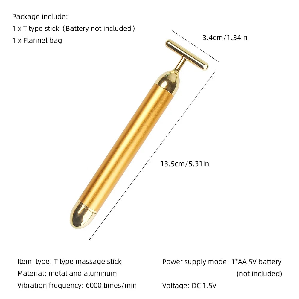 24k Gold Vibrating Facial Slimming and Firming Beauty Bar - 22