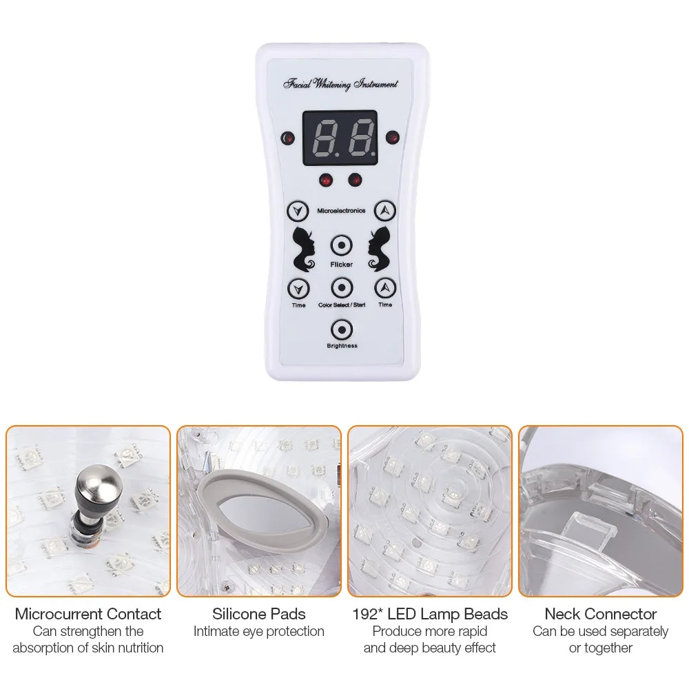 7-Color LED Facial and Neck Light Therapy Mask - 27