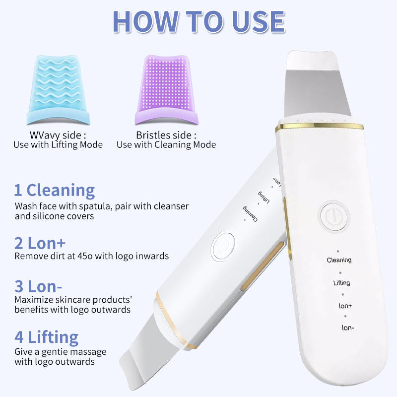 Ultrasonic Facial Skin Scrubber and Pore Cleaner - 10