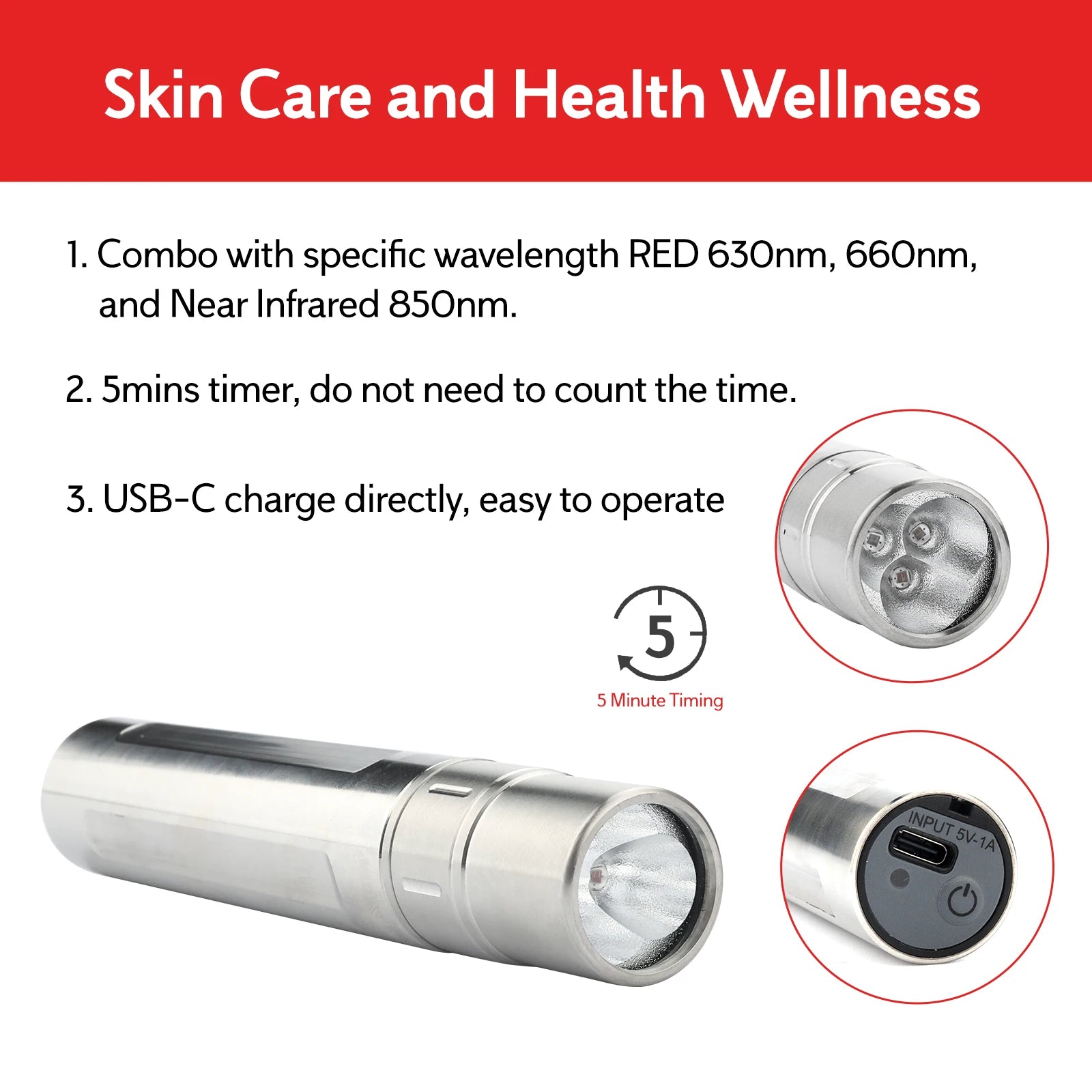 Portable Red Light Therapy Device for Pain Relief and Skin Care - 6