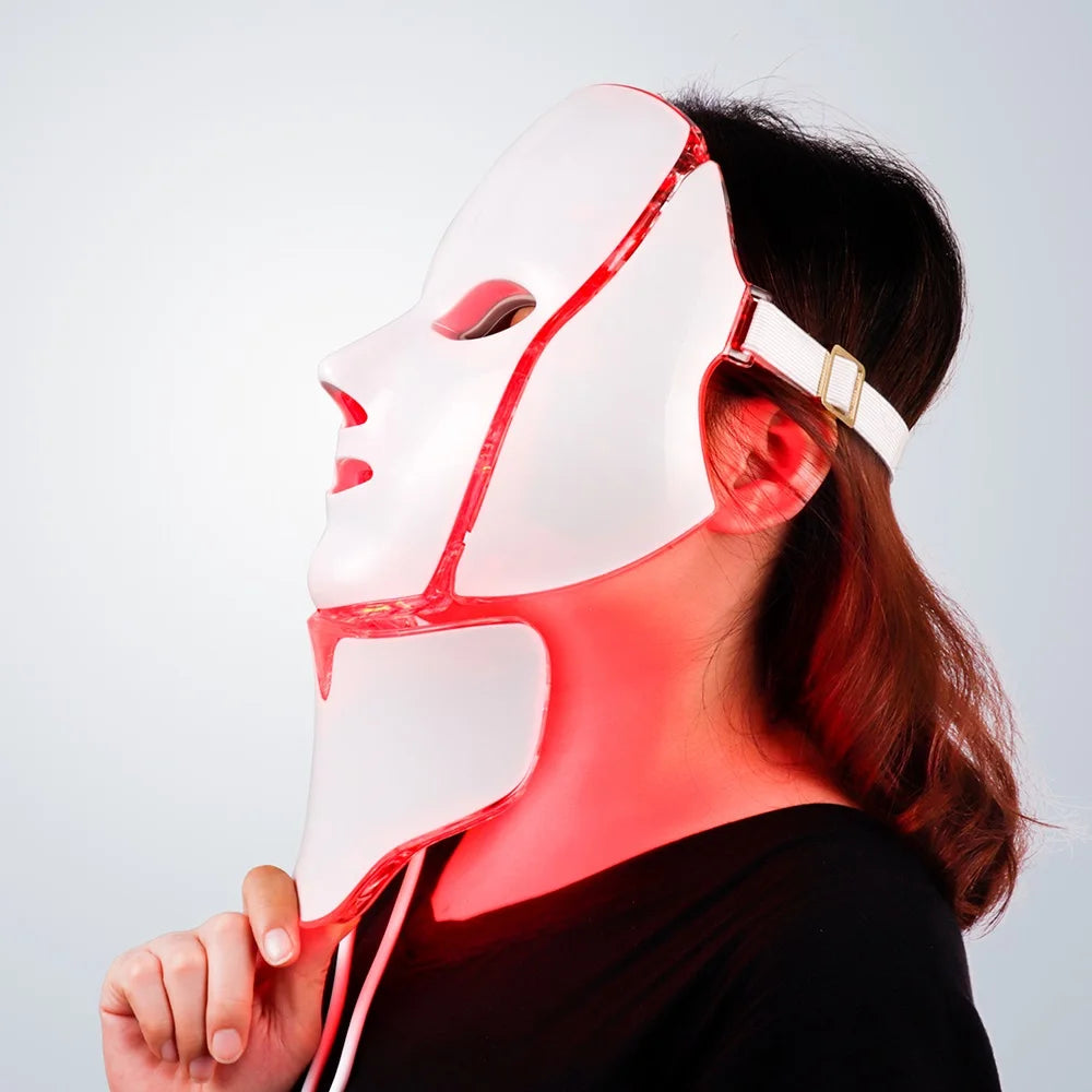 7-Color LED Facial and Neck Light Therapy Mask - 32