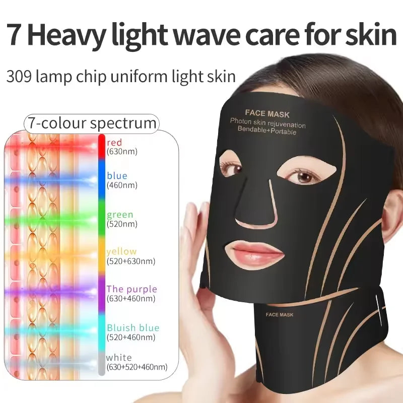 7-Color LED Light Therapy Face and Neck Rejuvenation Mask - 10