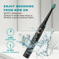 Sonic Rechargeable Electric Toothbrush with 8 Brush Heads