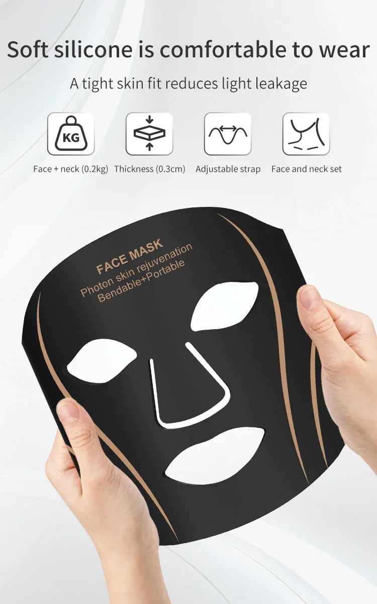 7-Color LED Light Therapy Face and Neck Rejuvenation Mask - 9
