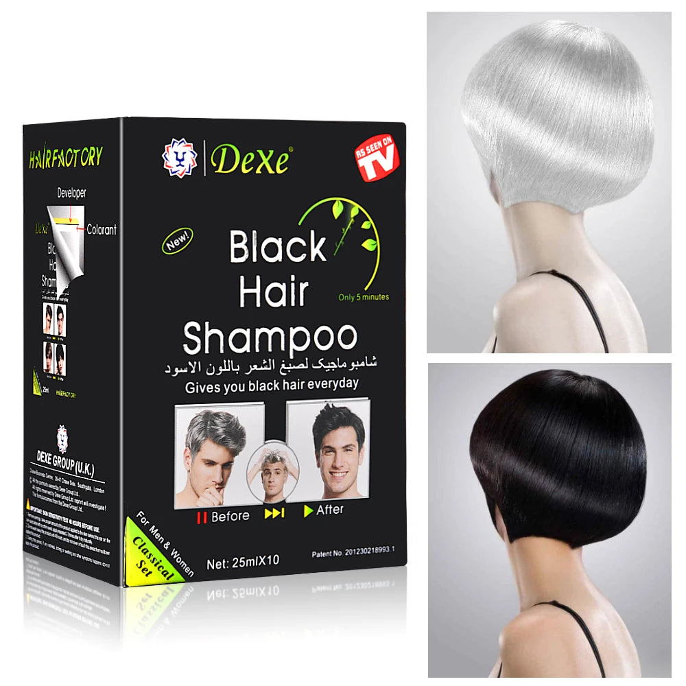 Instant Herbal Black Hair Dye Shampoo - 12