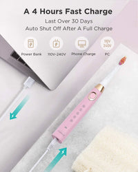 Sonic Rechargeable Electric Toothbrush with 8 Brush Heads