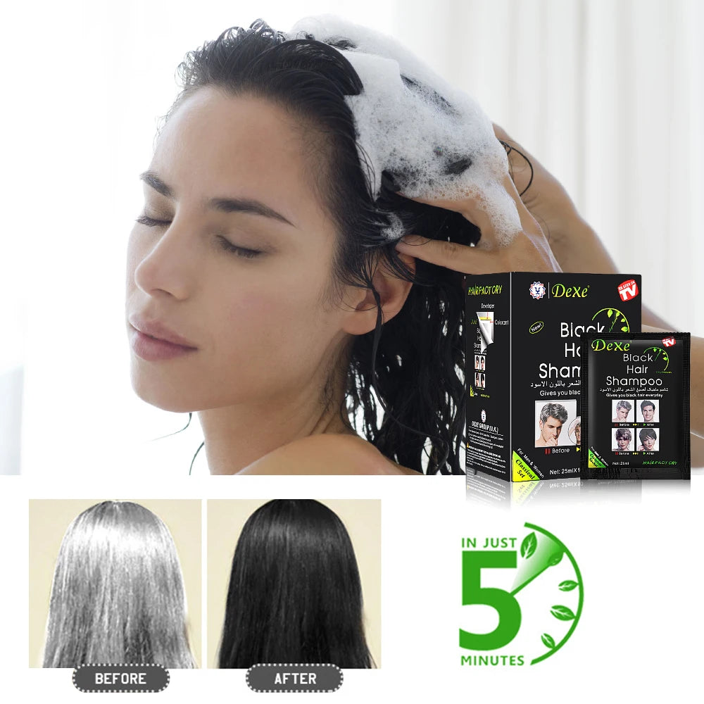 Instant Herbal Black Hair Dye Shampoo - 9