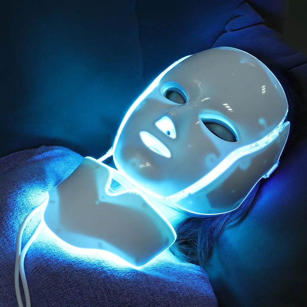 7-Color LED Facial and Neck Light Therapy Mask - 12