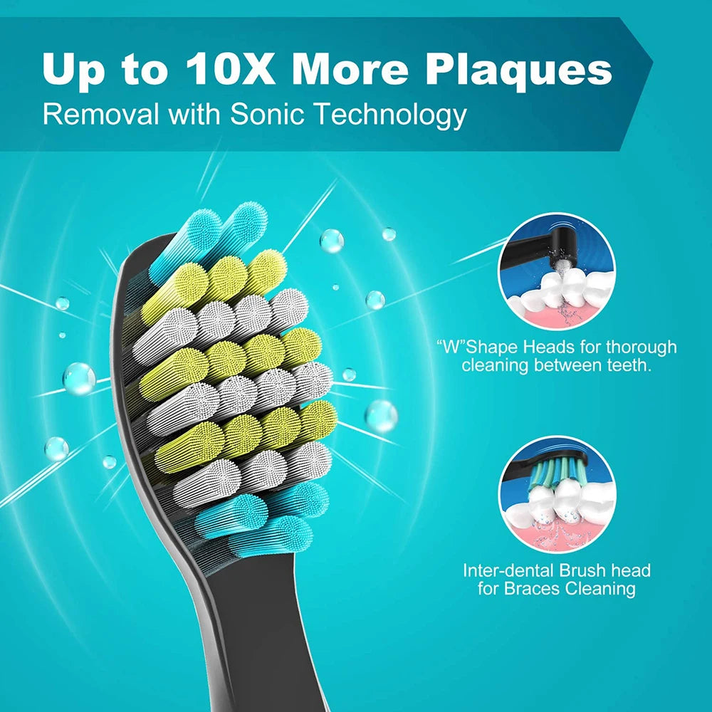 Sonic Electric Toothbrush with Travel Case and Replacement Heads - 17