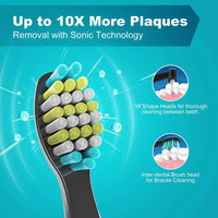 Sonic Electric Toothbrush with Travel Case and Replacement Heads