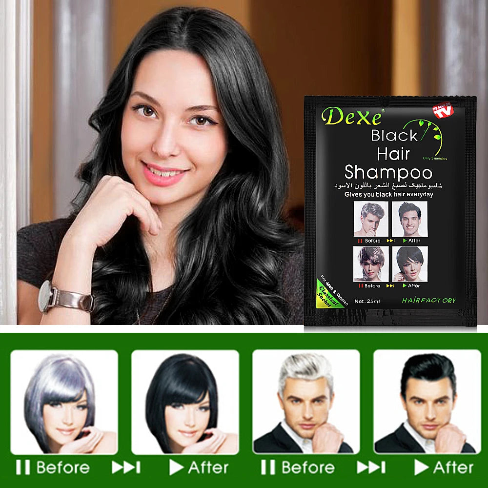 Instant Herbal Black Hair Dye Shampoo - 3
