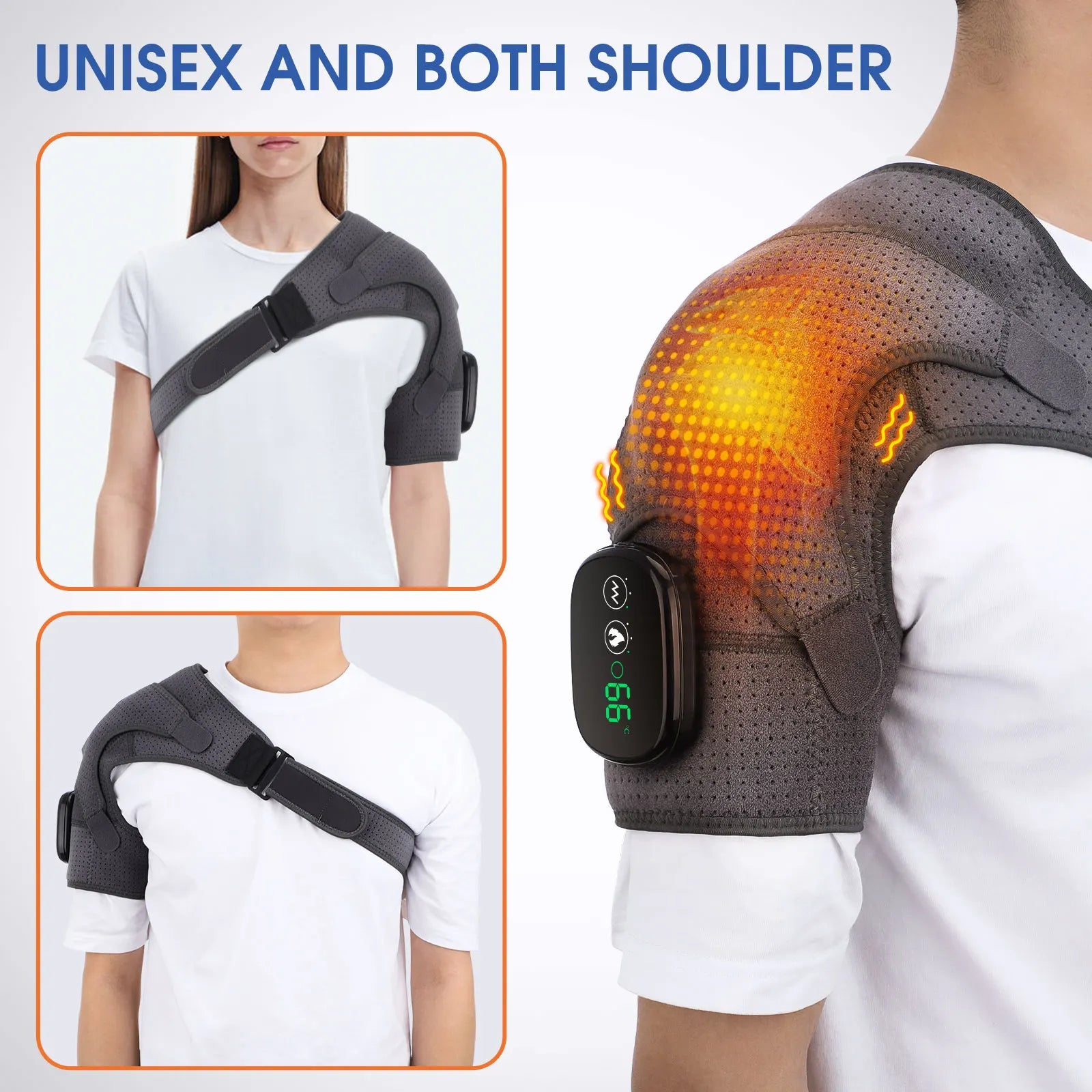 Electric Heated Shoulder Massage Brace with Vibration - 10