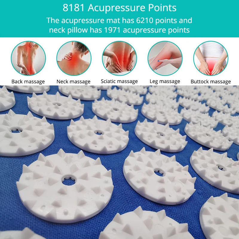 Acupressure Mat and Pillow Set for Back Pain Relief - 2
