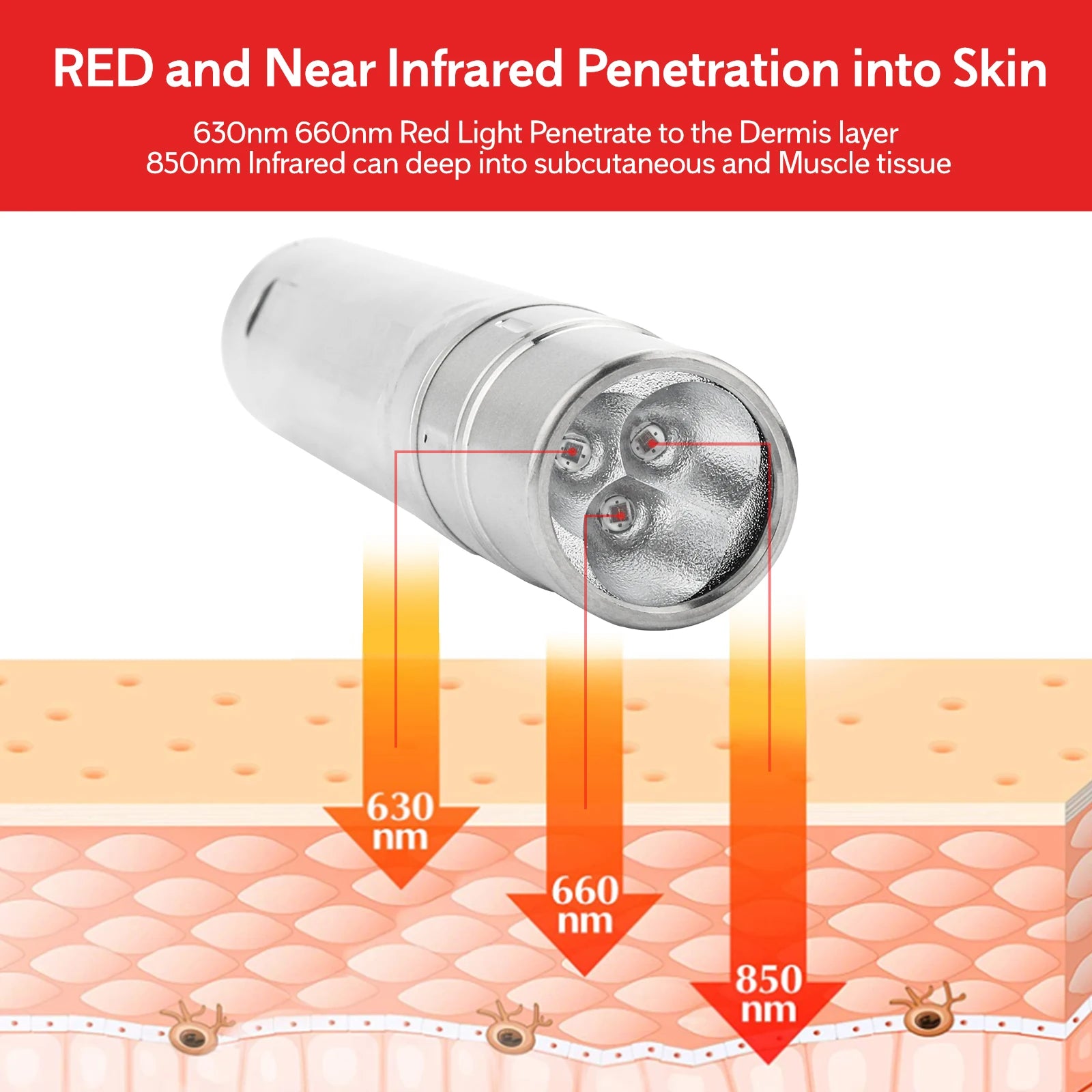 Portable Red Light Therapy Device for Pain Relief and Skin Care - 8