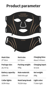 7-Color LED Light Therapy Face and Neck Rejuvenation Mask