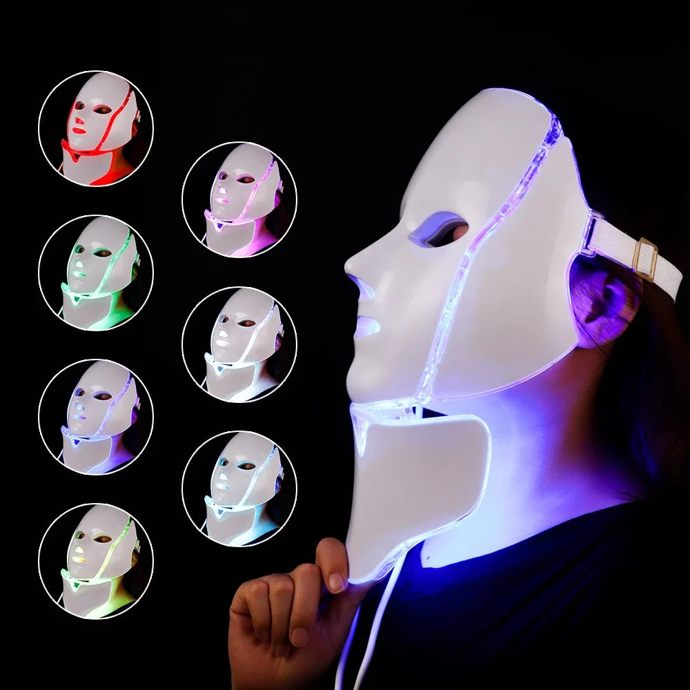 7-Color LED Facial and Neck Light Therapy Mask - 22