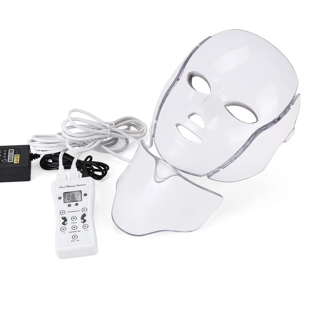 7-Color LED Facial and Neck Light Therapy Mask - 34