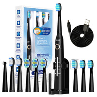 Rechargeable Ultrasonic Electric Toothbrush with 10 Replacement Heads