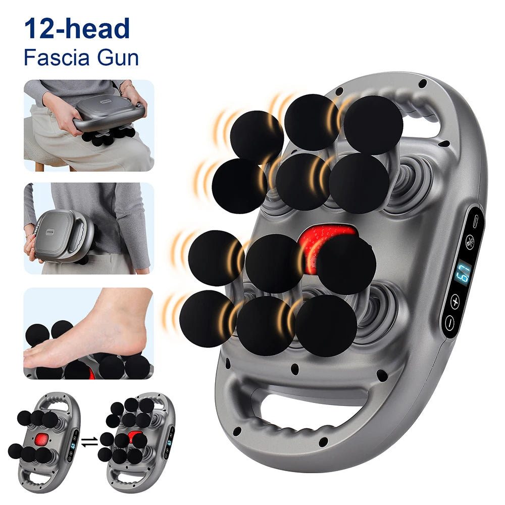 12-Head Handheld Deep Tissue Muscle Massage Gun - 7