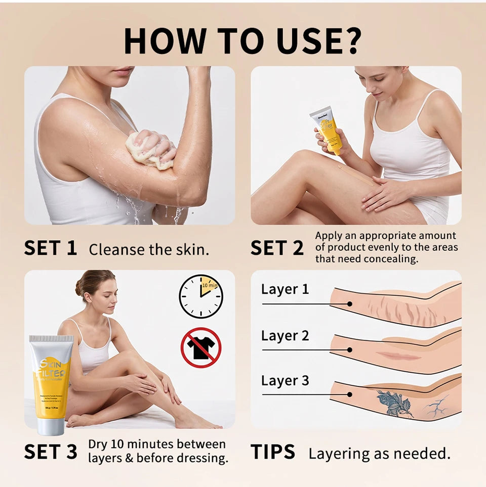 Waterproof Full Coverage Body Concealer for Scars and Tattoos - 15