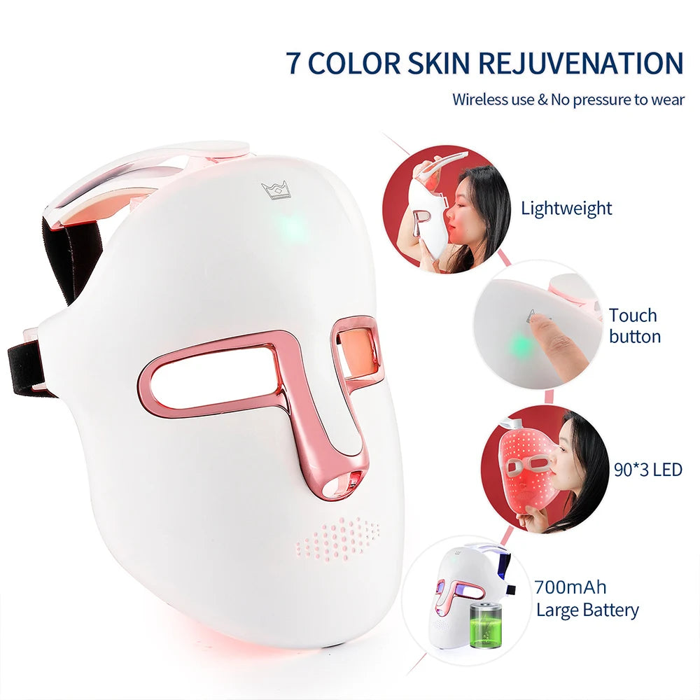 7-Color Photon LED Face and Neck Rejuvenation Mask - 40