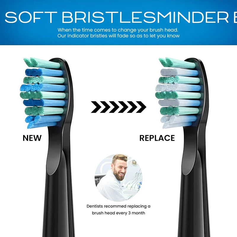 Replacement Sonic Toothbrush Heads for Fairywill & Seago - 11