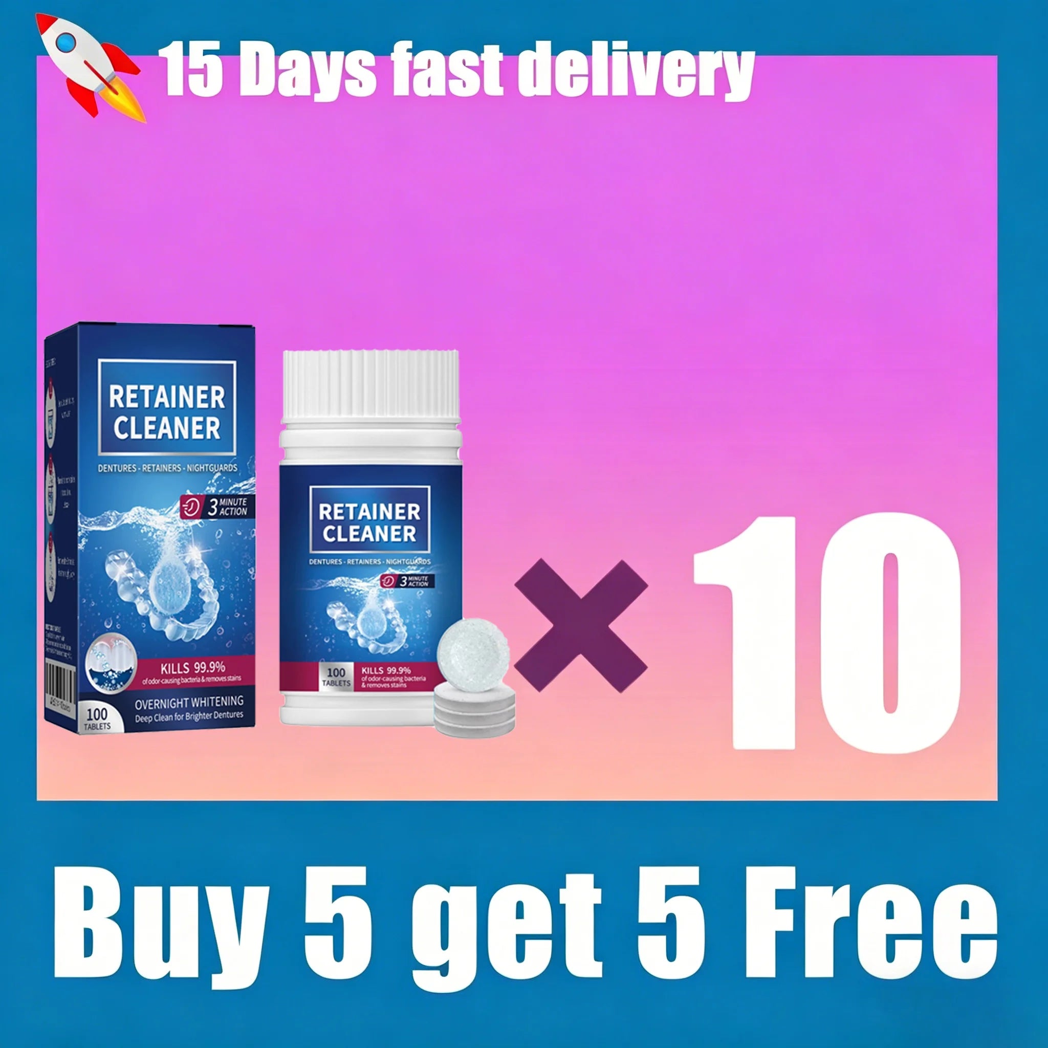 Denture and Retainer Cleaning Tablets (100 Pack) - 10