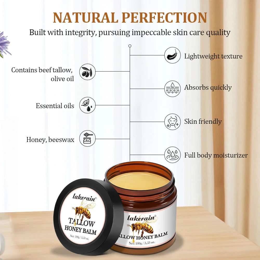 Nourishing Tallow Honey Balm Moisturizer for All Skin Types - 3