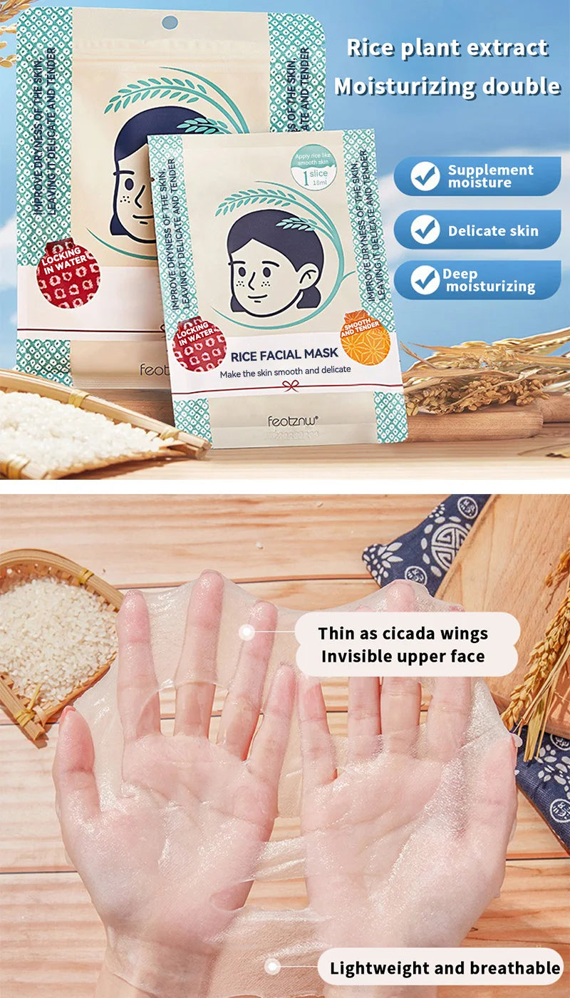 Hydrating Rice Extract Facial Sheet Mask for Glowing Skin - 8