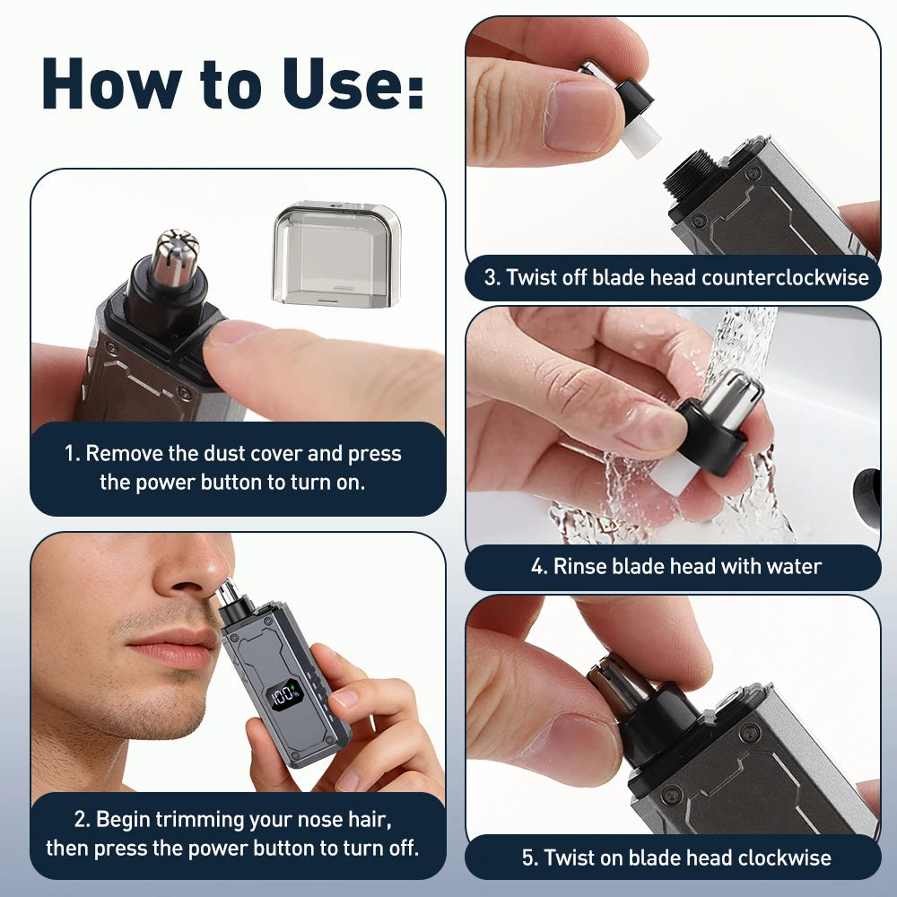 USB Rechargeable Painless Electric Nose Hair Trimmer - 10