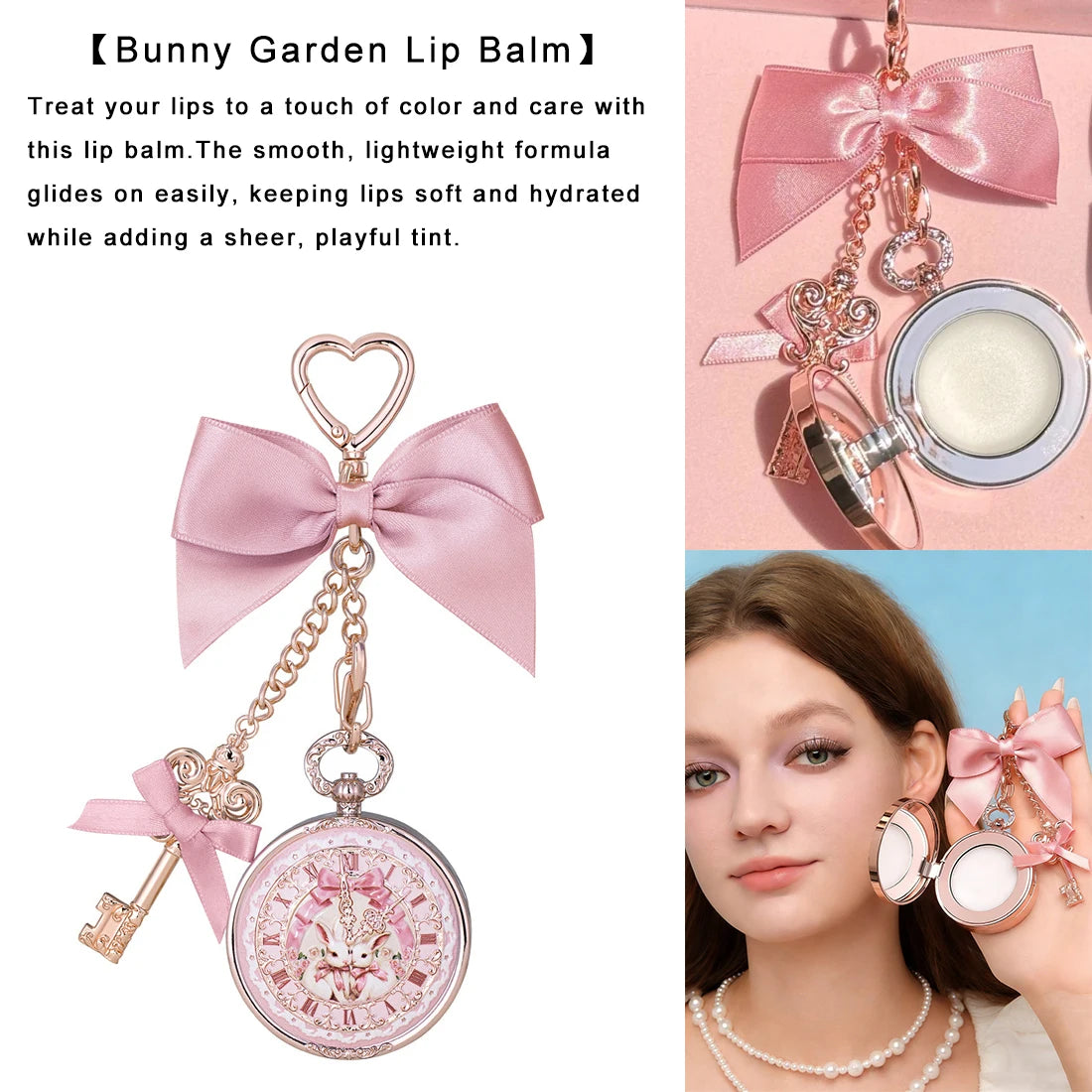 Portable Heart Waffle Makeup Powder & Solid Perfume Keychain - 19