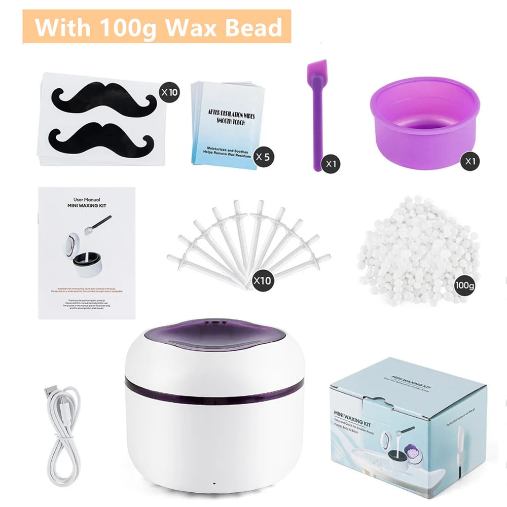 Portable Mini Wax Heater Kit for Painless Hair Removal - 32