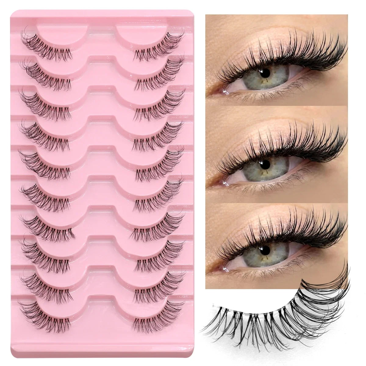 Natural Cat Eye Half Lashes with Invisible Band - 23