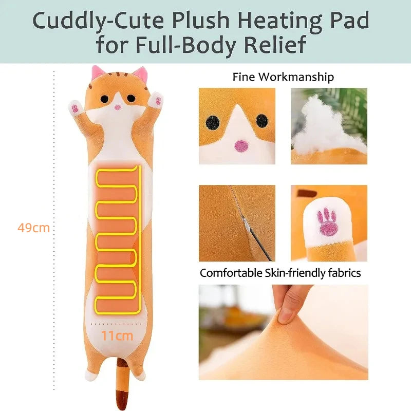 Heated Cat Plush Pillow for Pain Relief - 3