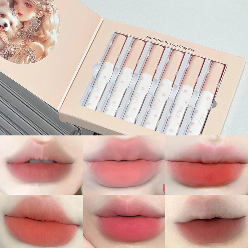 Matte Velvet Lip Clay Set for Long-Lasting Waterproof Wear