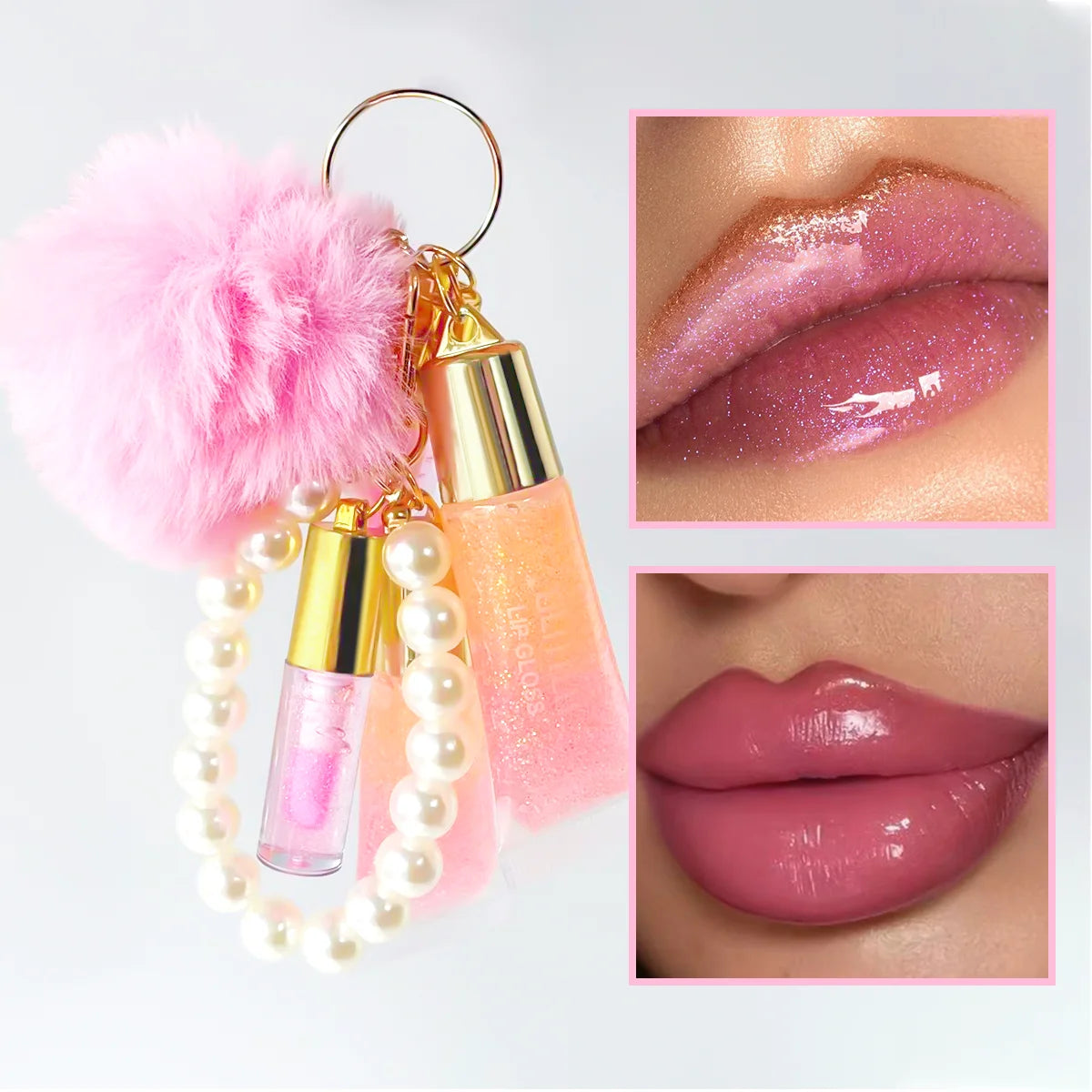 3-in-1 Color Changing Lip Gloss Set with Pearl Pendant - 1