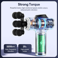 Portable Deep Tissue Percussive Massage Gun with 10 Attachments