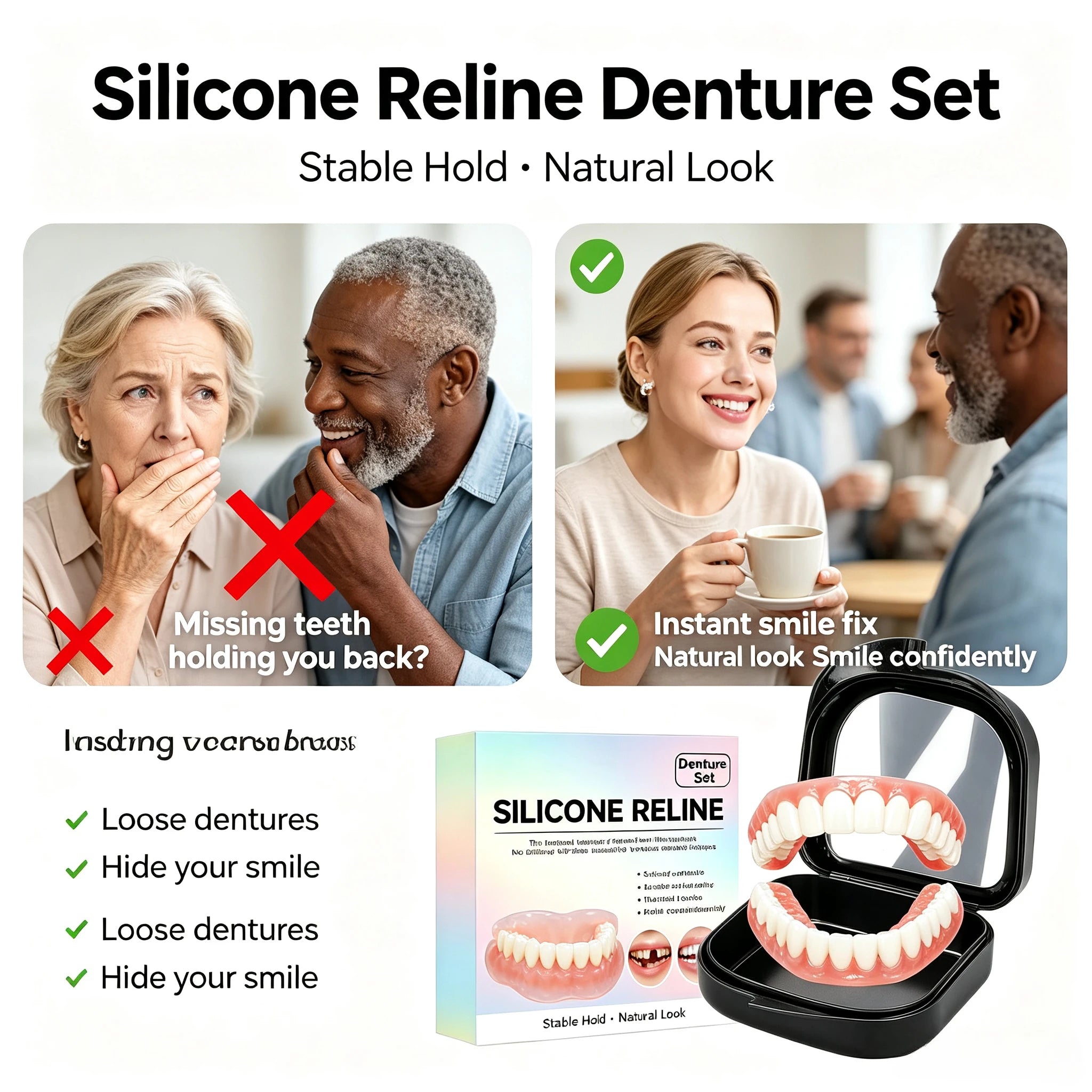 Instant Fit Realistic Cosmetic Denture Set - 3
