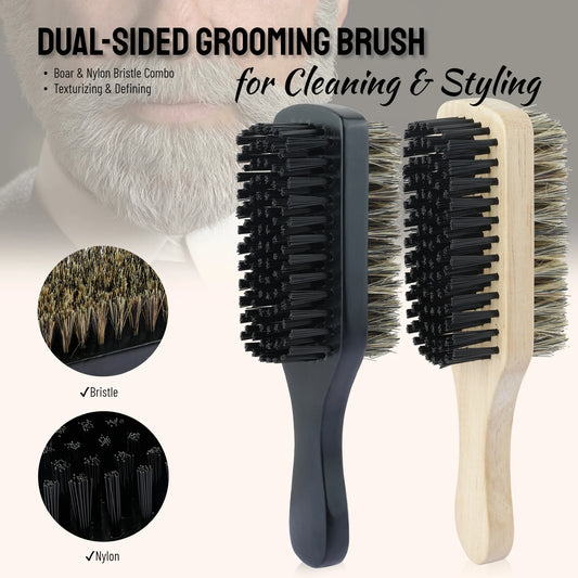 Dual-Sided Wooden Beard Grooming Brush for Styling