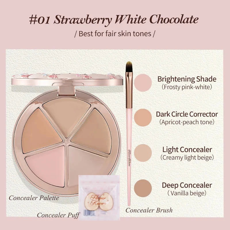 4-Color Cream Concealer Palette for Dark Circles and Contouring - 22