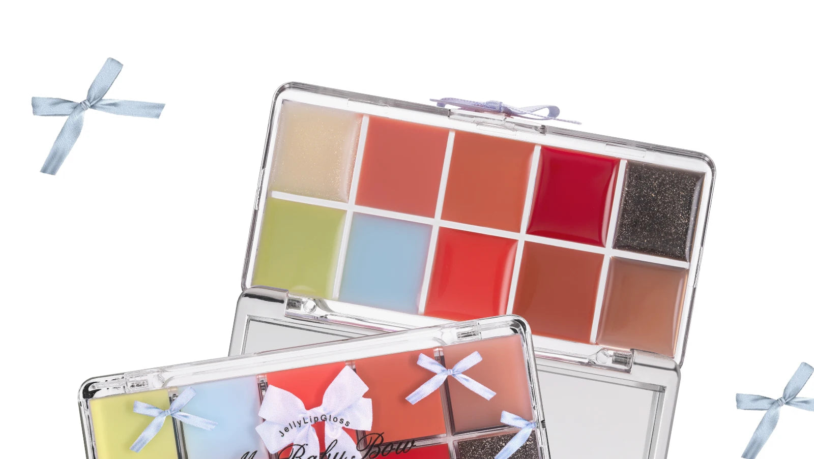 10-Color Jelly Lip Gloss Palette with Bow Design - 21